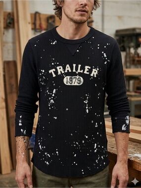 "Trailer Unisex Vintage Fit Waffle Knit Thermal Paint Splatter Shirt 1979" 0019